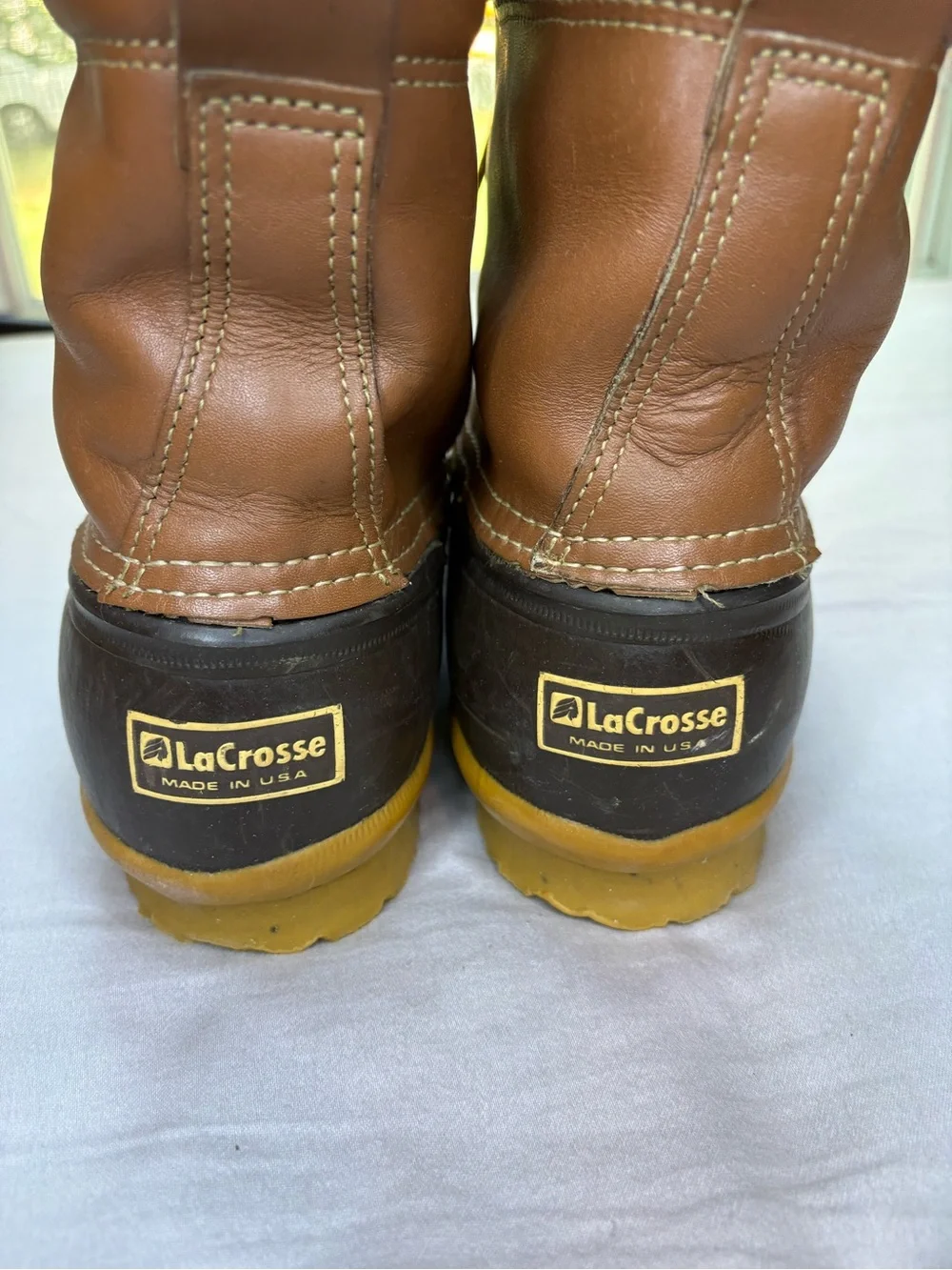 Vintage LaCrosse Duck Boots Mens 11 Brown Leather Rubber Made in USA Hunting